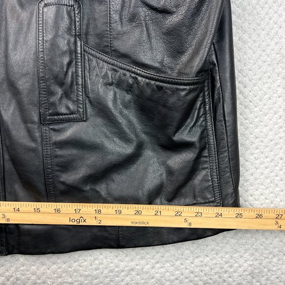 VTG Wilsons Leather Mens Field Jacket 90s Cargo Parka Black Thinsulate Med Biker - Picture 8 of 16